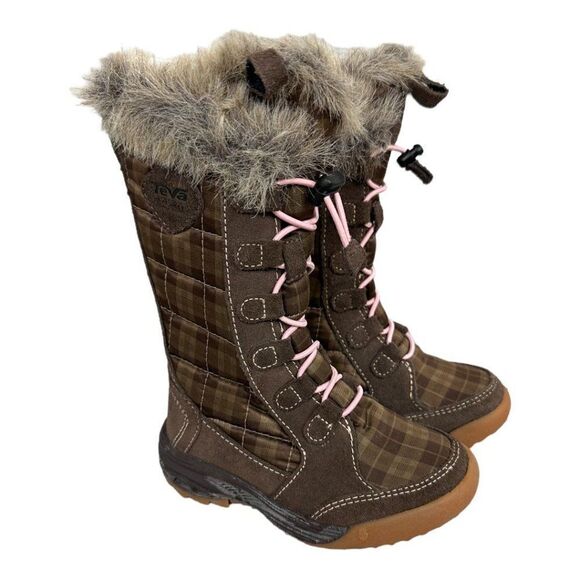 Teva Waterproof Lenawee Kid's Snow Boots Brown size 8 - Picture 1 of 8